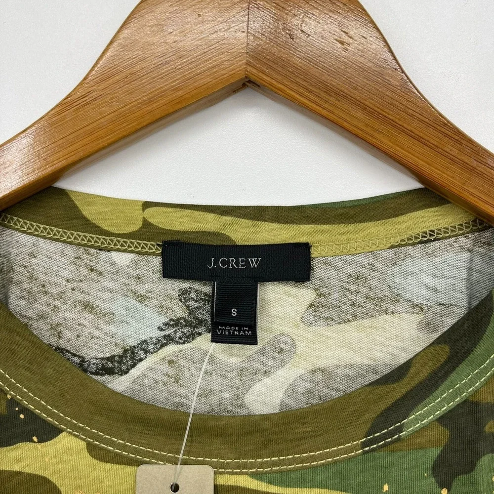 J. Crew Camouflage T-Shirt Women's Size S Green Camo Print Short Sleeve New‎ NWT